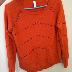 SHEIN Burnt Orange Eyelet Knit Sweater Women S or M Casual Pullover